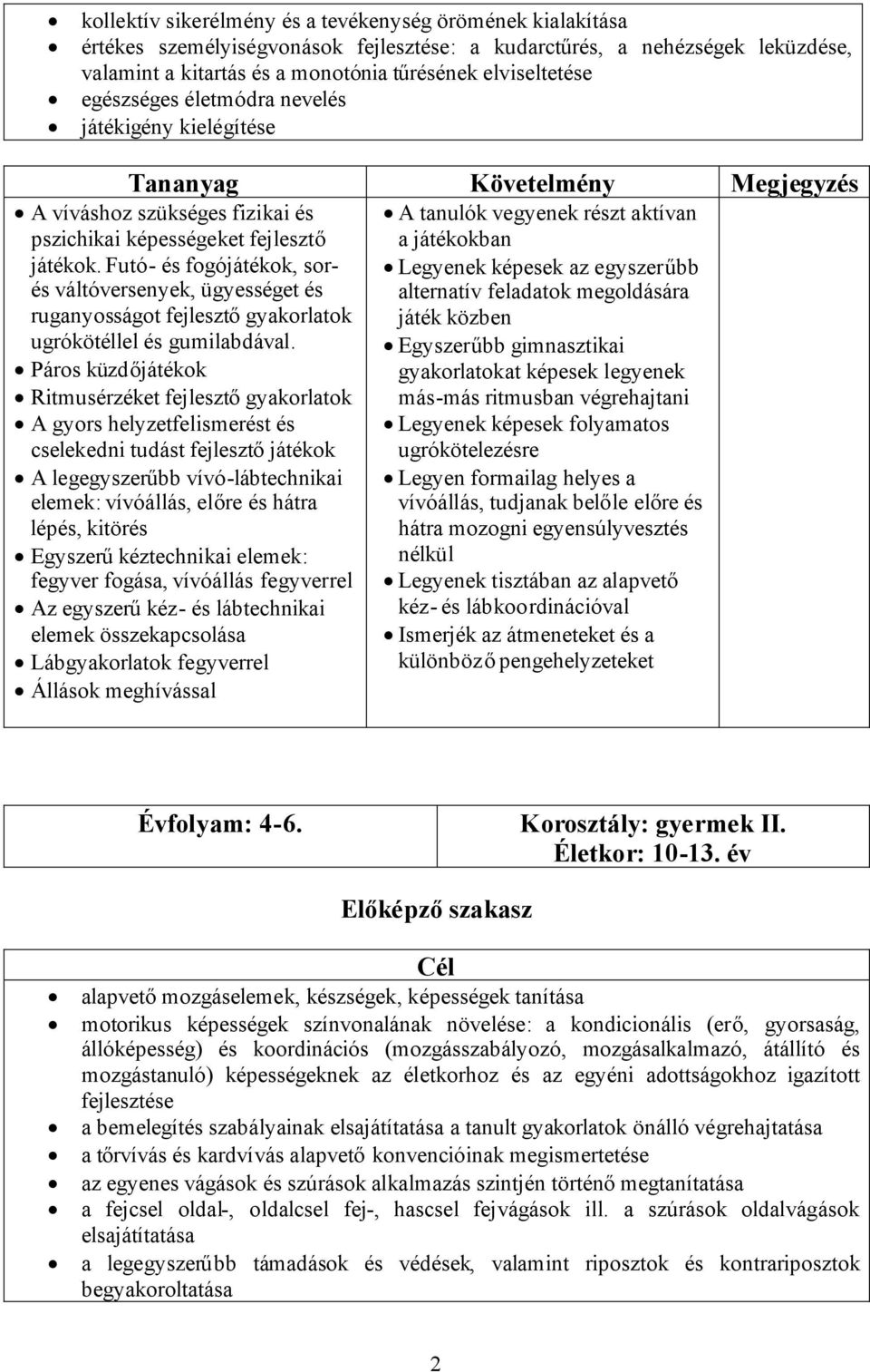 Futó- és fogójátékok, sorés váltóversenyek, ügyességet és ruganyosságot fejlesztőgyakorlatok ugrókötéllel és gumilabdával.