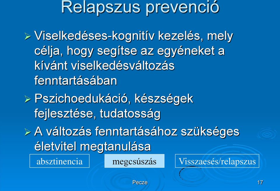 Pszichoedukáció, készségek fejlesztése, tudatosság A változás