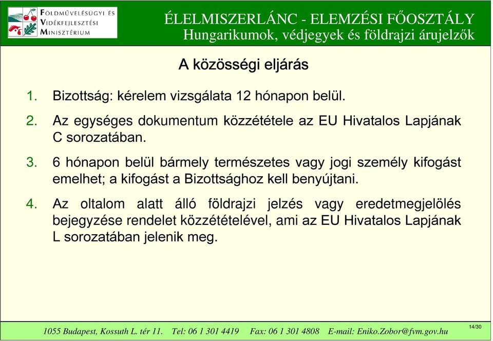 6 hónapon belül bármely természetes vagy jogi személy kifogást emelhet; a kifogást a Bizottsághoz kell