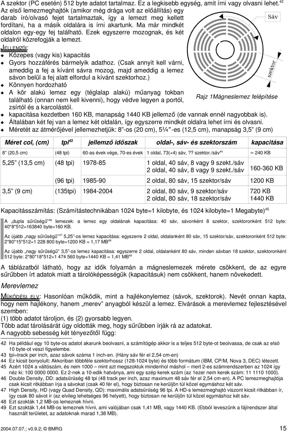 Ma már mindkét oldalon egy egy fej található. Ezek egyszerre mozognak, és két oldalról közrefogják a lemezt. JELLEMZŐ I: Közepes (vagy kis) kapacitás Gyors hozzáférés bármelyik adathoz.