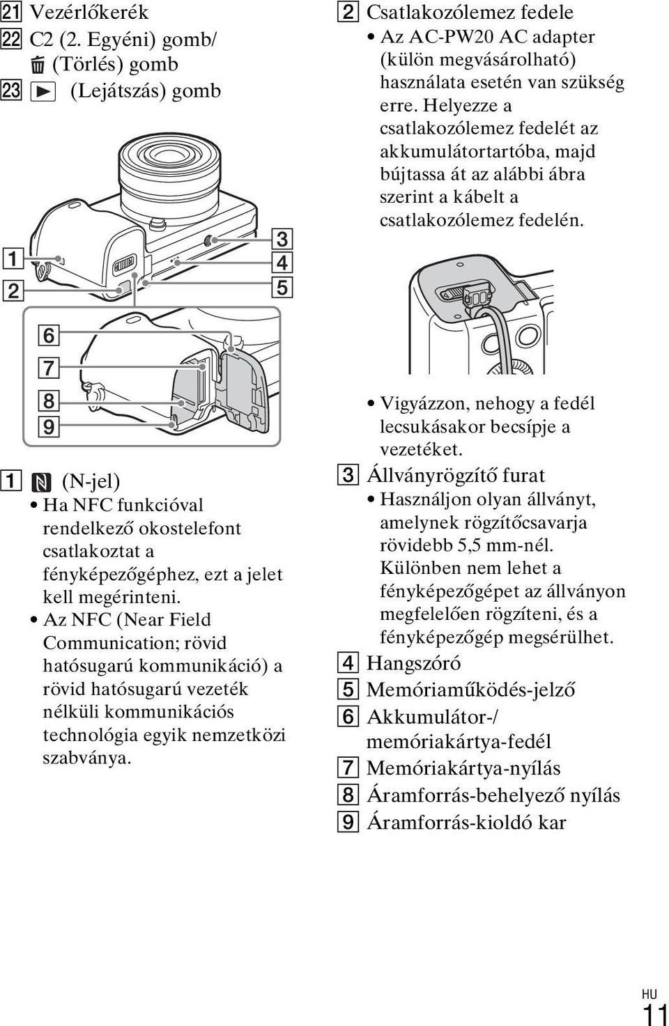 A (N-jel) Ha NFC funkcióval rendelkező okostelefont csatlakoztat a fényképezőgéphez, ezt a jelet kell megérinteni.