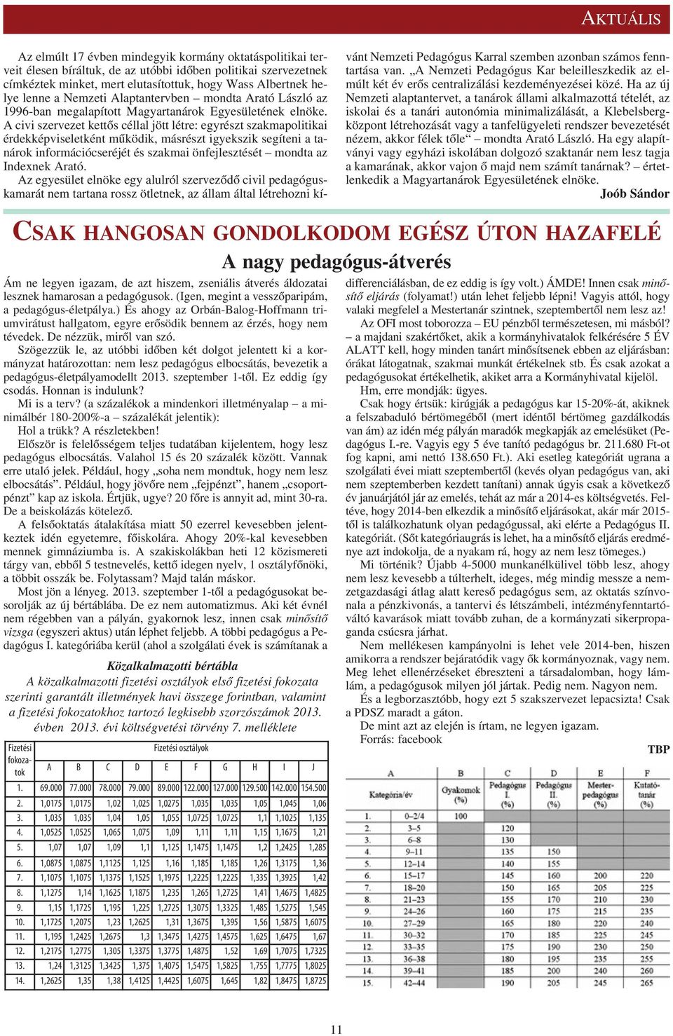 A civi szervezet kettõs céllal jött létre: egyrészt szakmapolitikai érdekképviseletként mûködik, másrészt igyekszik segíteni a tanárok információcseréjét és szakmai önfejlesztését mondta az Indexnek