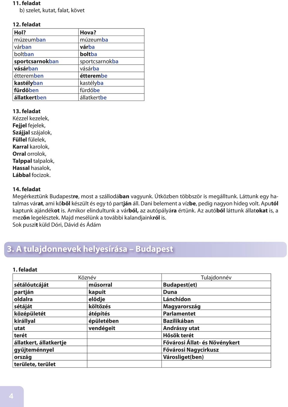 feladat Kézzel kezelek, Fejjel fejelek, Szájjal szájalok, Füllel fülelek, Karral karolok, Orral orrolok, Talppal talpalok, Hassal hasalok, Lábbal focizok. 14.