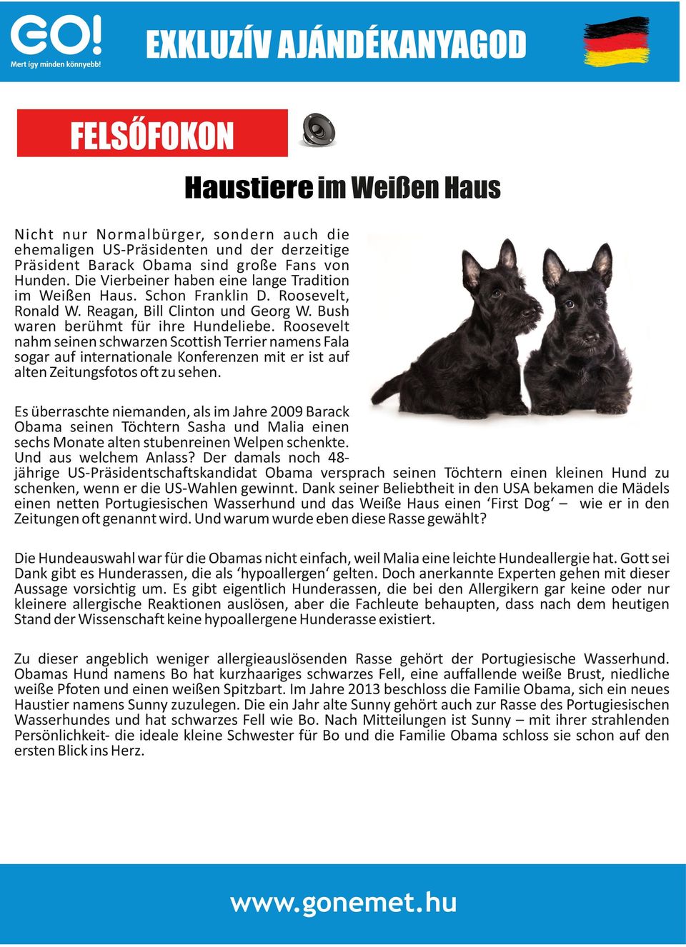 Roosevelt nahm seinen schwarzen Scottish Terrier namens Fala sogar auf internationale Konferenzen mit er ist auf alten Zeitungsfotos oft zu sehen.