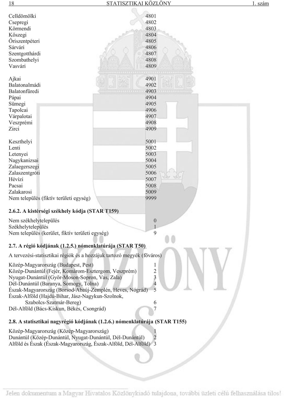 Pápai 4904 Sümegi 4905 Tapolcai 4906 Várpalotai 4907 Veszprémi 4908 Zirci 4909 Keszthelyi 5001 Lenti 5002 Letenyei 5003 Nagykanizsai 5004 Zalaegerszegi 5005 Zalaszentgróti 5006 Hévízi 5007 Pacsai