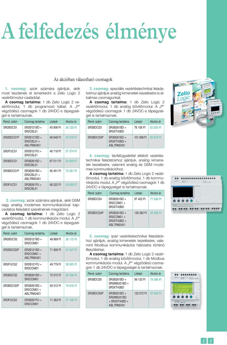szám Csomag tartalma Listaár Akiós ár SR2BDCS1 SR2B121BD + 45 908 Ft 36 726 Ft SR2CBL01 SR2BDCS1P SR2B121BD + SR2CBL01 + ABL7RM2401 SR2FUCS1 SR2B121FU + SR2CBL01 SR3BDCS1 SR3B261BD + SR2CBL01