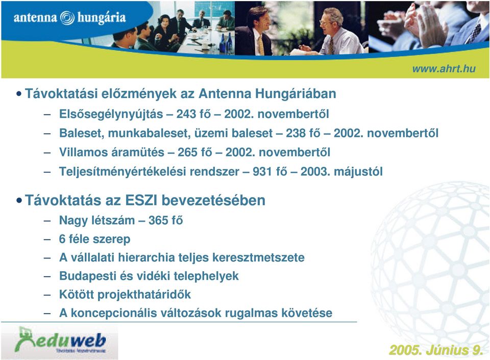 novembertől Teljesítményértékelési rendszer 931 fő 2003.