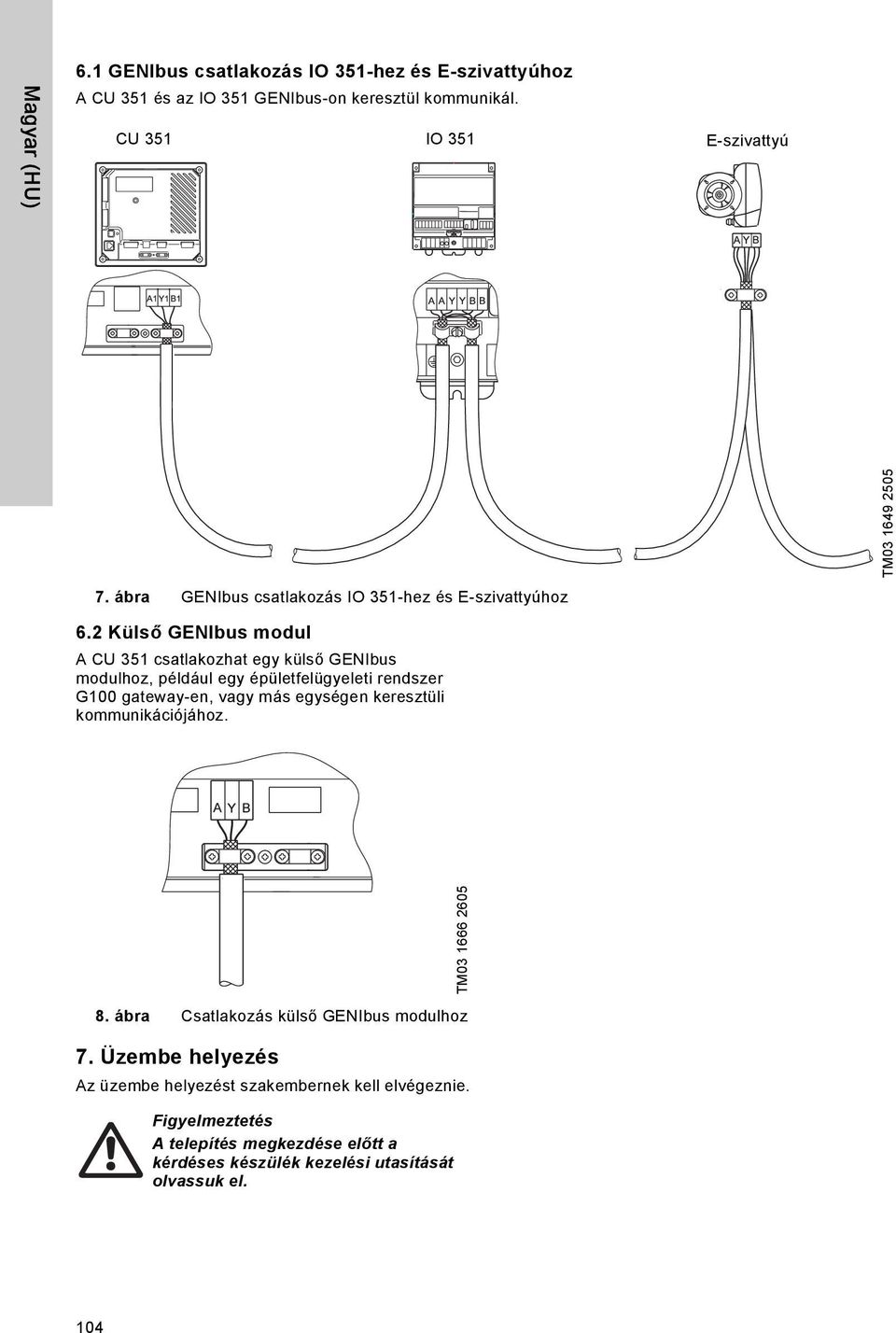 2 Külső GENIbus modul A CU 351 csatlakozhat egy külső GENIbus modulhoz, például egy épületfelügyeleti rendszer G100 gateway-en, vagy más egységen