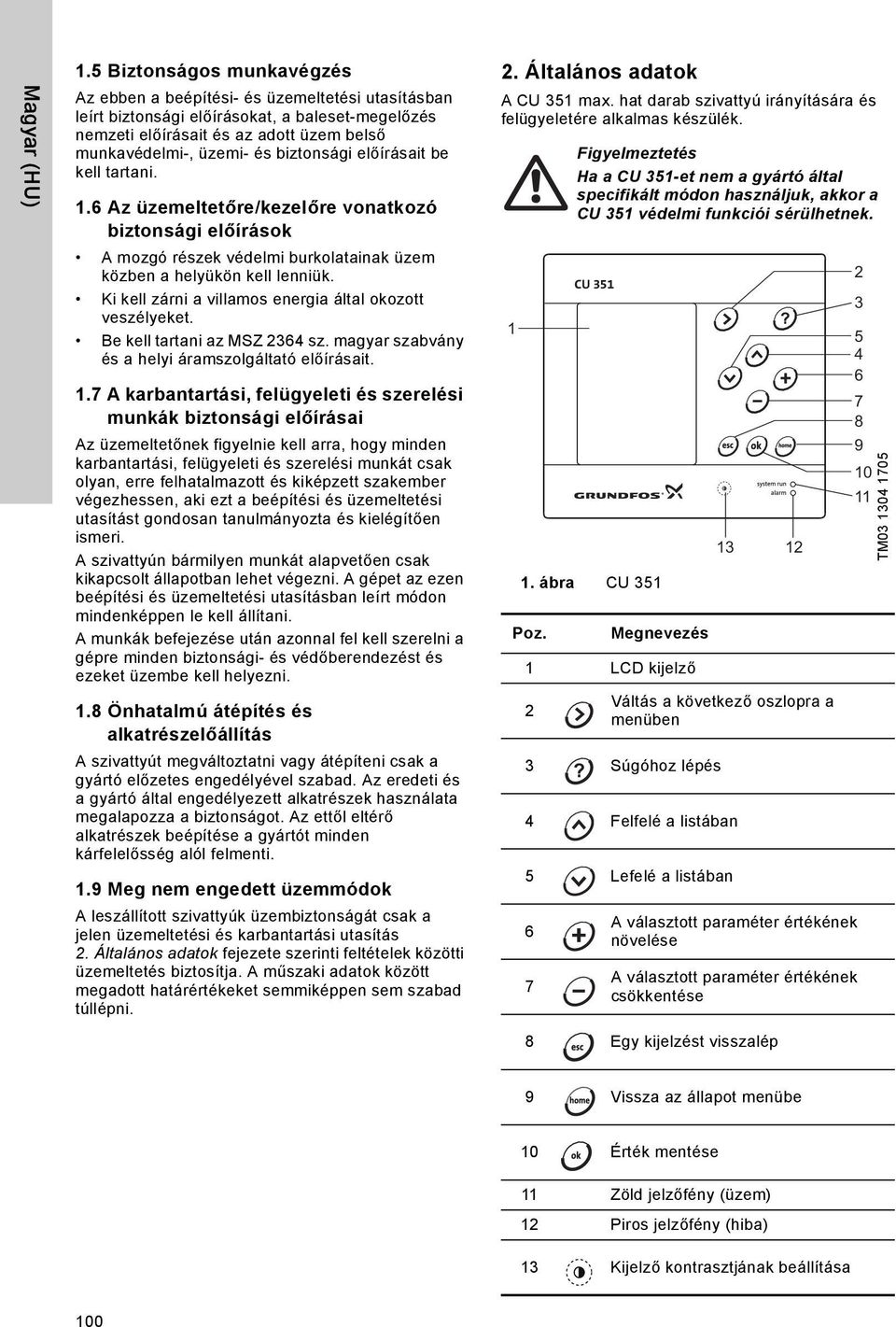 biztonsági előírásait be kell tartani. 1.6 Az üzemeltetőre/kezelőre vonatkozó biztonsági előírások A mozgó részek védelmi burkolatainak üzem közben a helyükön kell lenniük.