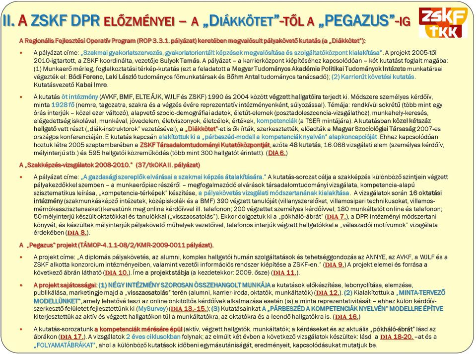 A projekt 2005-től 2010-ig tartott, a ZSKF koordinálta, vezetője Sulyok Tamás.