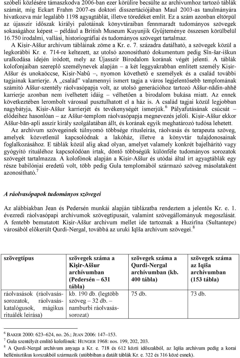 Ez a szám azonban eltörpül az újasszír időszak királyi palotáinak könyvtáraiban fennmaradt tudományos szövegek sokaságához képest például a British Museum Kuyunjik Gyűjteménye összesen körülbelül 16.