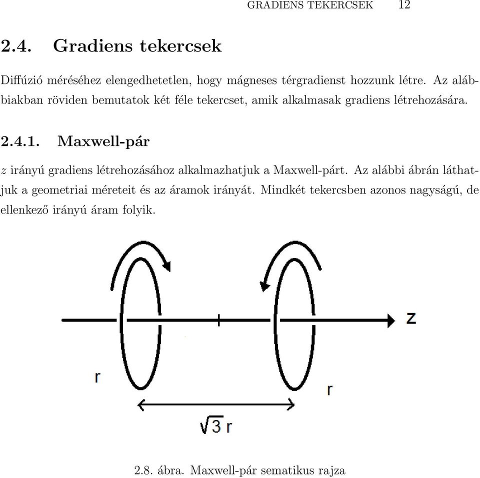 Az alábbiakban röviden bemutatok két féle tekercset, amik alkalmasak gradiens létrehozására. 2.4.1.