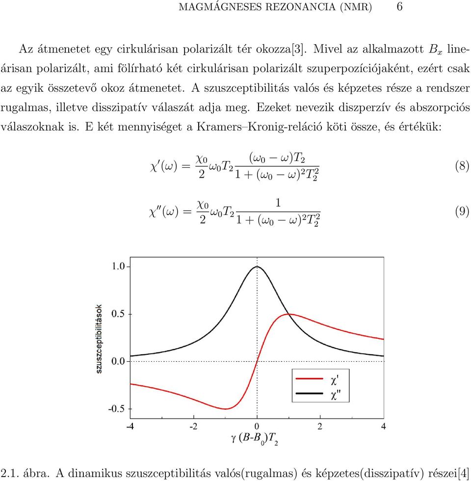 A szuszceptibilitás valós és képzetes része a rendszer rugalmas, illetve disszipatív válaszát adja meg. Ezeket nevezik diszperzív és abszorpciós válaszoknak is.