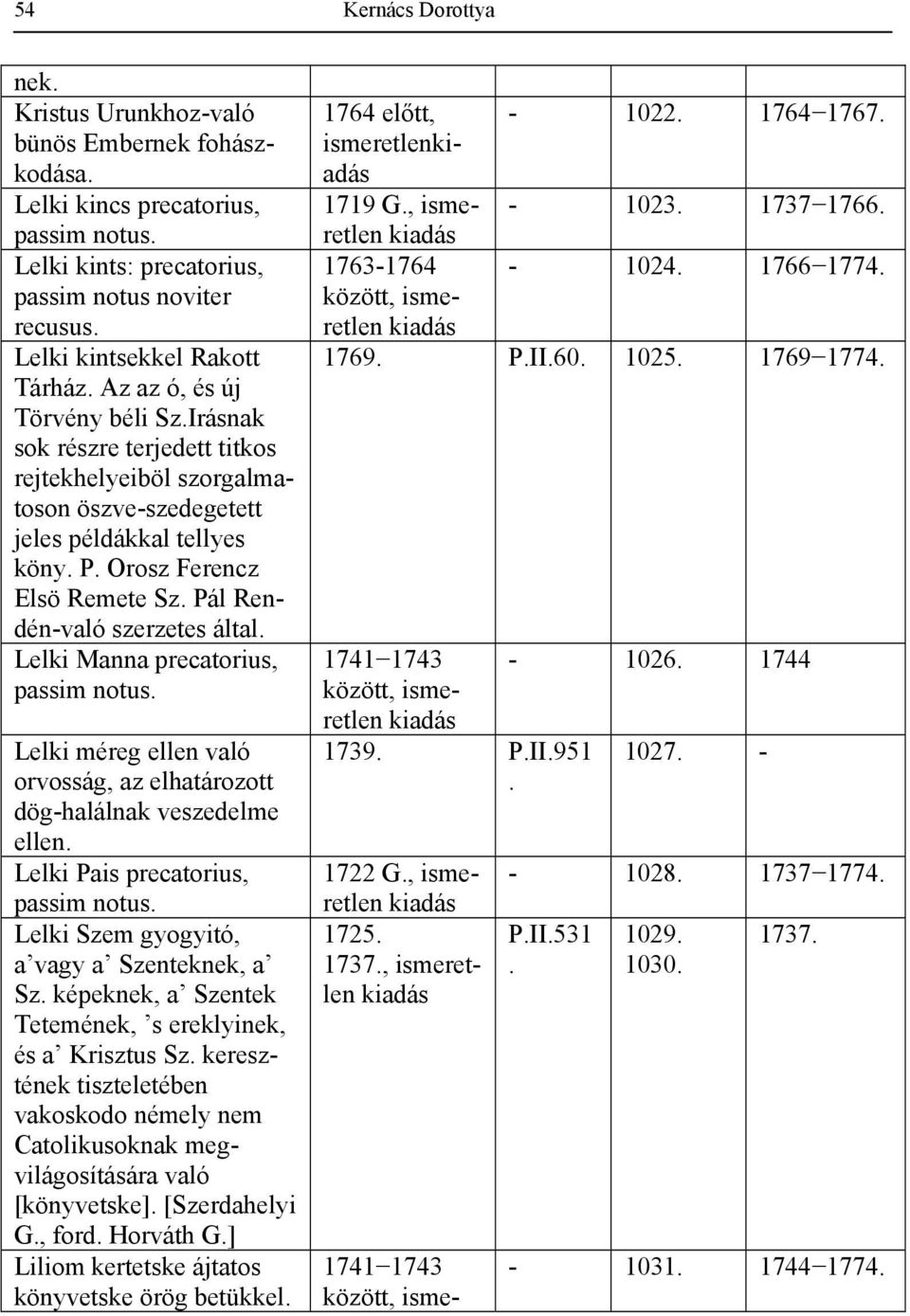 szerzetes által Lelki Manna precatorius, passim notus Lelki méreg ellen való orvosság, az elhatározott dög-halálnak veszedelme ellen Lelki Pais precatorius, passim notus Lelki Szem gyogyitó, a vagy a