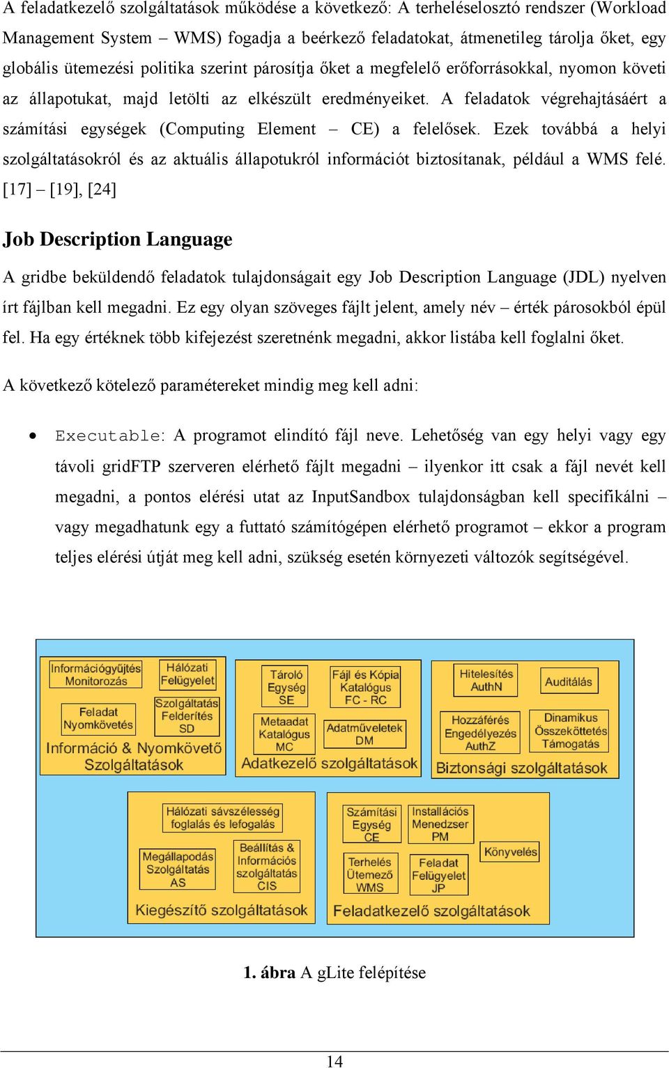 A feladatok végrehajtásáért a számítási egységek (Computing Element CE) a felelősek. Ezek továbbá a helyi szolgáltatásokról és az aktuális állapotukról információt biztosítanak, például a WMS felé.