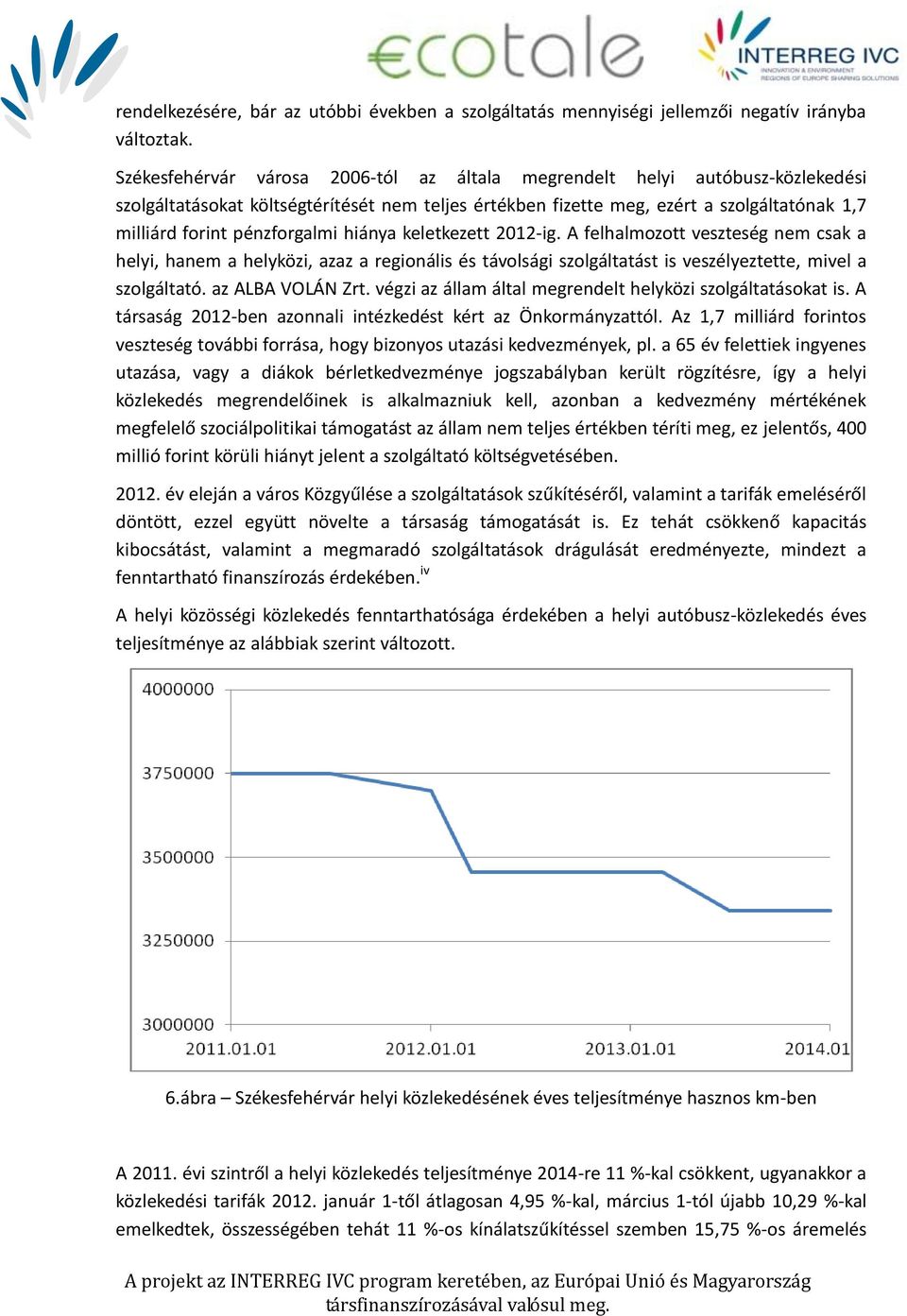 pénzforgalmi hiánya keletkezett 2012-ig. A felhalmozott veszteség nem csak a helyi, hanem a helyközi, azaz a regionális és távolsági szolgáltatást is veszélyeztette, mivel a szolgáltató.