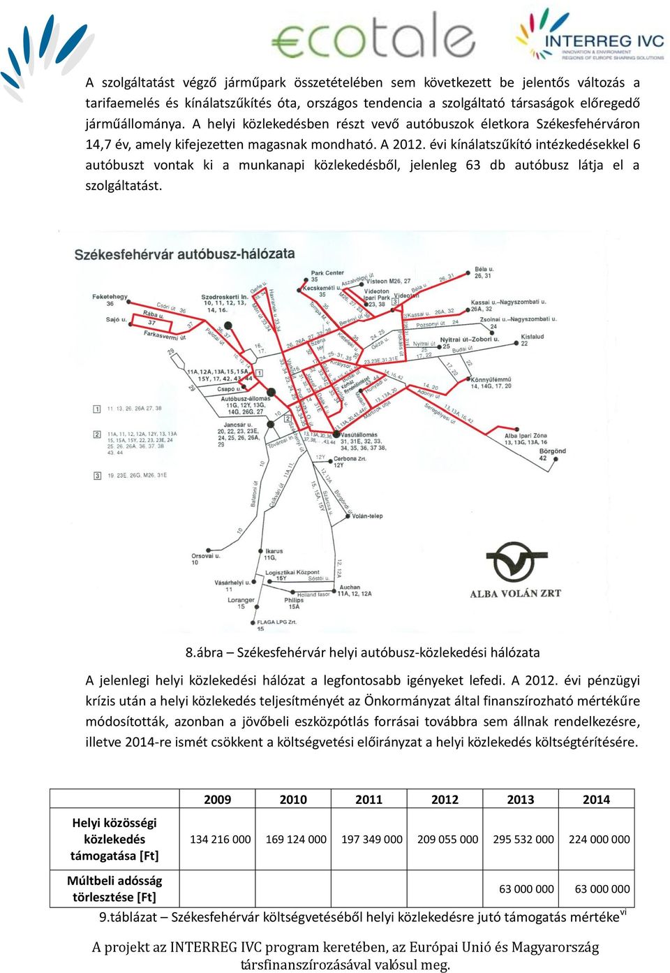 évi kínálatszűkító intézkedésekkel 6 autóbuszt vontak ki a munkanapi közlekedésből, jelenleg 63 db autóbusz látja el a szolgáltatást. 8.