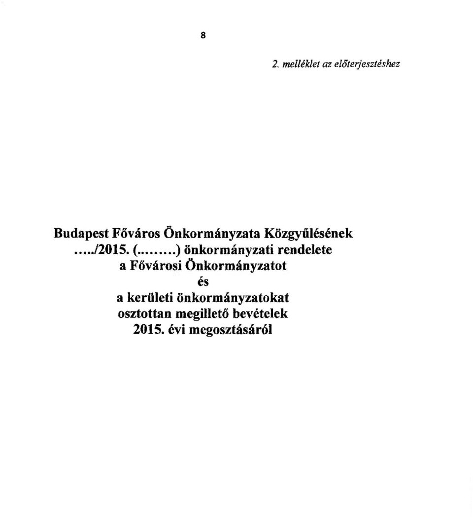 ( ) önkormányzati rendelete a Fővárosi Önkormányzatot és