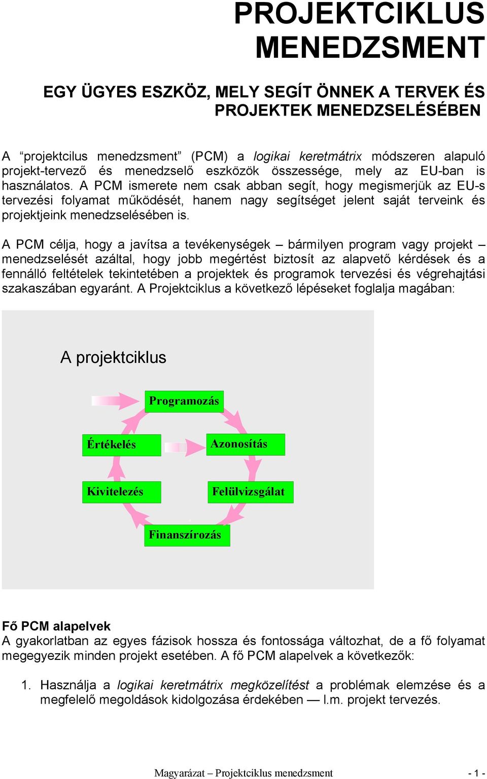 A PCM ismerete nem csak abban segít, hogy megismerjük az EU-s tervezési folyamat működését, hanem nagy segítséget jelent saját terveink és projektjeink menedzselésében is.