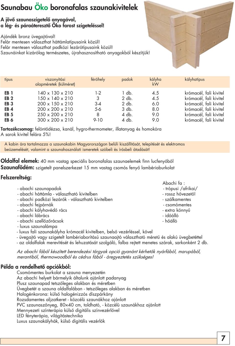 típus viszonyítási férôhely padok kályha kályhatípus alapméretek (külméret) kw EB 1 140 x 130 x 210 1-2 1 db. 4.5 krómacél, fali kivitel EB 2 150 x 140 x 210 3 2 db. 4.5 krómacél, fali kivitel EB 3 200 x 150 x 210 3-4 2 db.