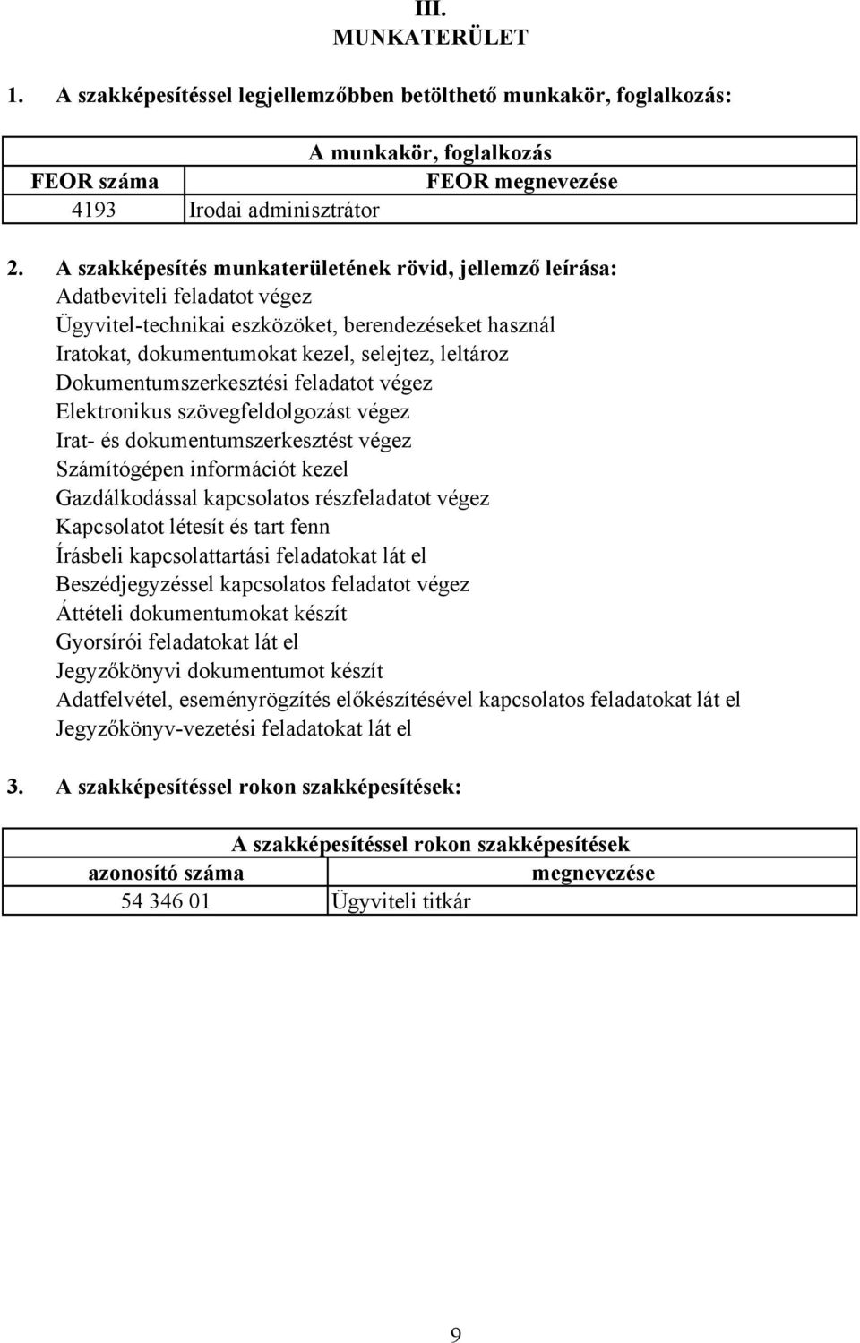 Dokumentumszerkesztési feladatot végez Elektronikus szövegfeldolgozást végez Irat- és dokumentumszerkesztést végez Számítógépen információt kezel Gazdálkodással kapcsolatos részfeladatot végez