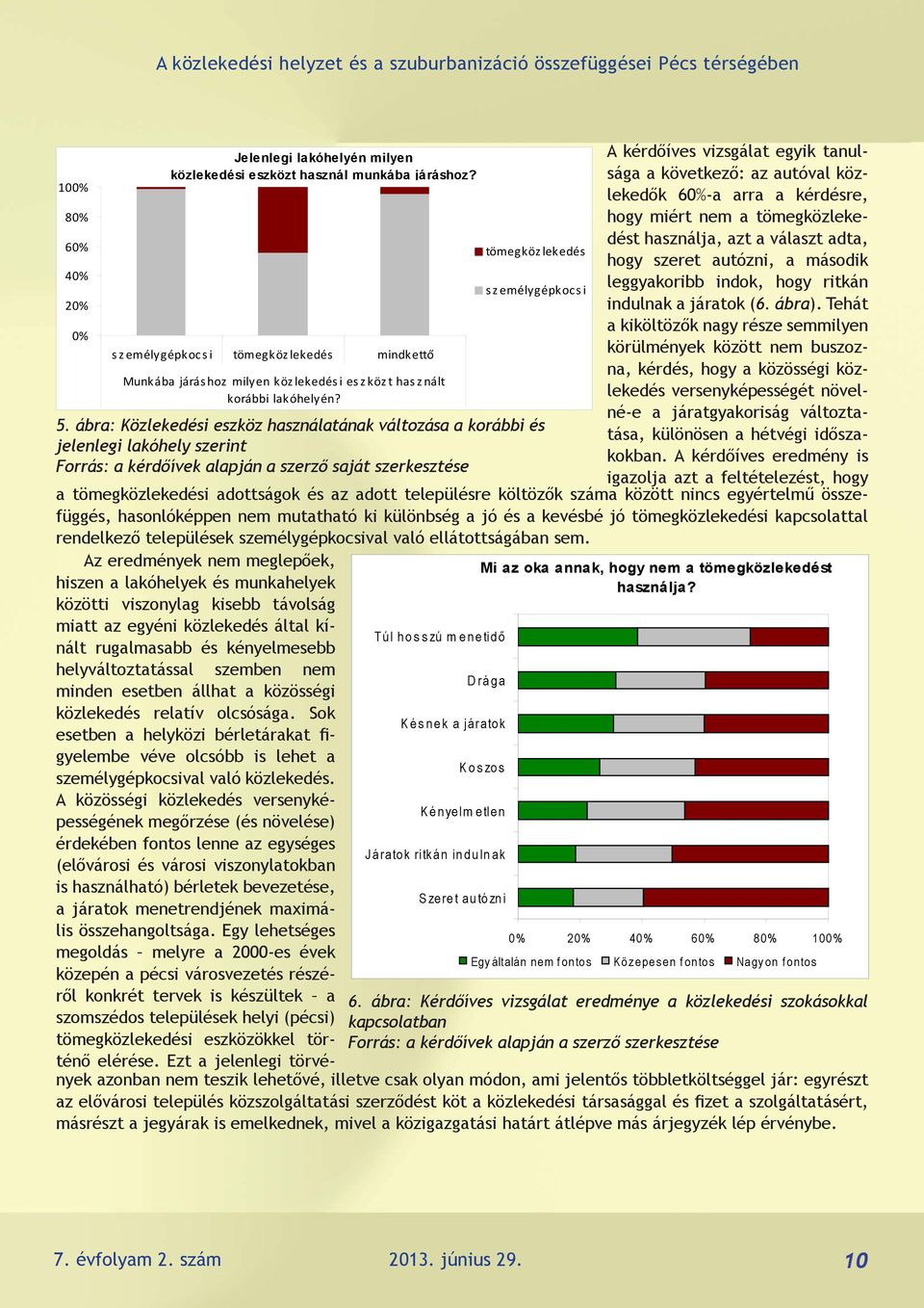 ábra: Közlekedési eszköz használatának változása a korábbi és jelenlegi lakóhely szerint Forrás: a kérdőívek alapján a szerző saját szerkesztése Tú l h o s s zú m e n e tid ő K é s n e k a já ra to k