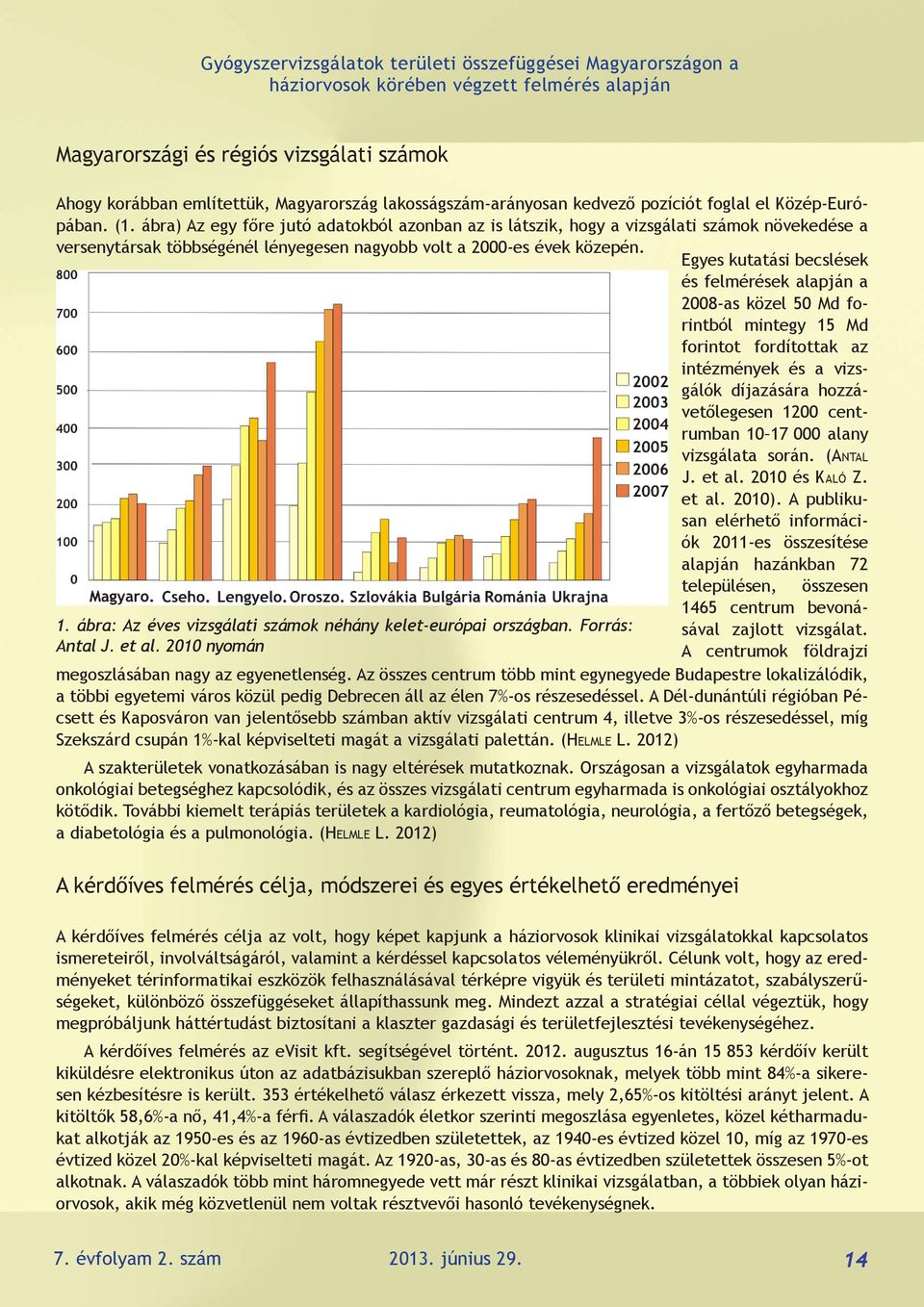 ábra) Az egy főre jutó adatokból azonban az is látszik, hogy a vizsgálati számok növekedése a versenytársak többségénél lényegesen nagyobb volt a 2000-es évek közepén. 1.