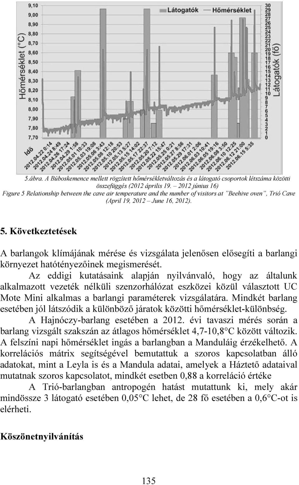 Az eddigi kutatásaink alapján nyilvánvaló, hogy az általunk alkalmazott vezeték nélküli szenzorhálózat eszközei közül választott UC Mote Mini alkalmas a barlangi paraméterek vizsgálatára.