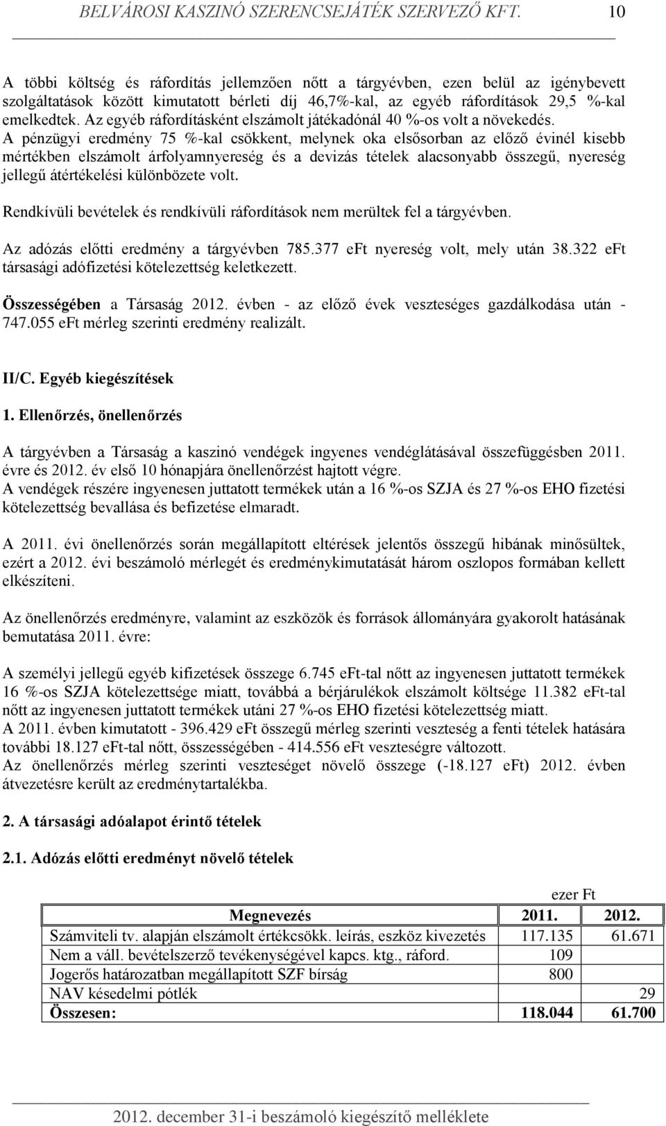 Az egyéb ráfordításként elszámolt játékadónál 40 %-os volt a növekedés.