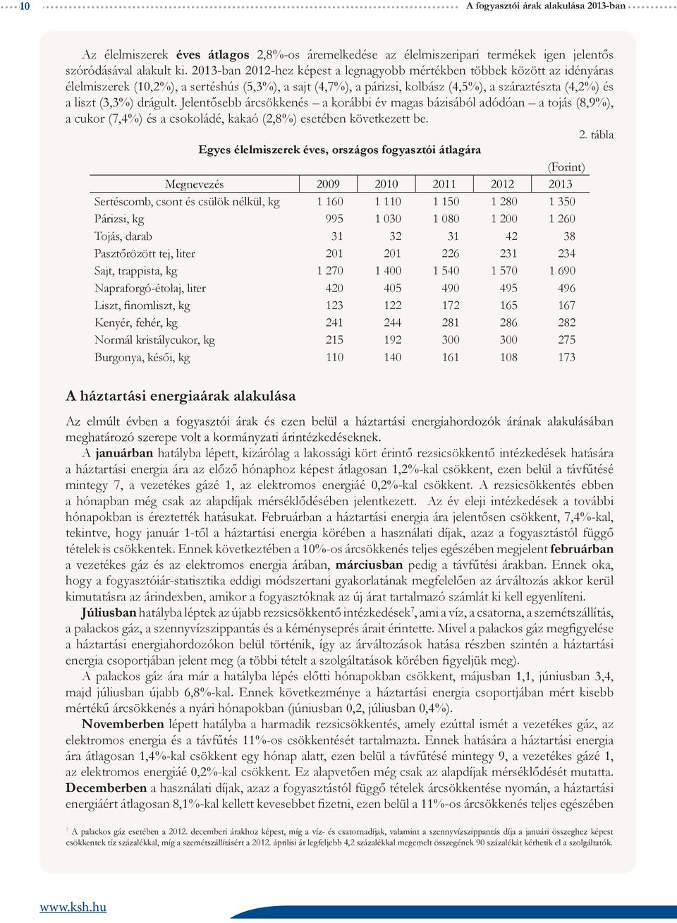 drágult. Jelentősebb árcsökkenés a korábbi év magas bázisából adódóan a tojás (8,9), a cukor (7,4) és a csokoládé, kakaó (2,8) esetében következett be. 2.