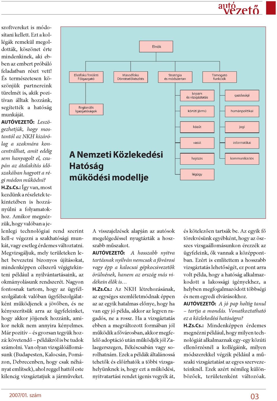 AUTÓVEZETÕ: Leszögezhetjük, hogy mostantól az NKH kizárólag a szakmára koncentrálhat, amit eddig sem hanyagolt el, csupán az átalakítás idõszakában hagyott a régi módon mûködni? H.Zs.Cs.