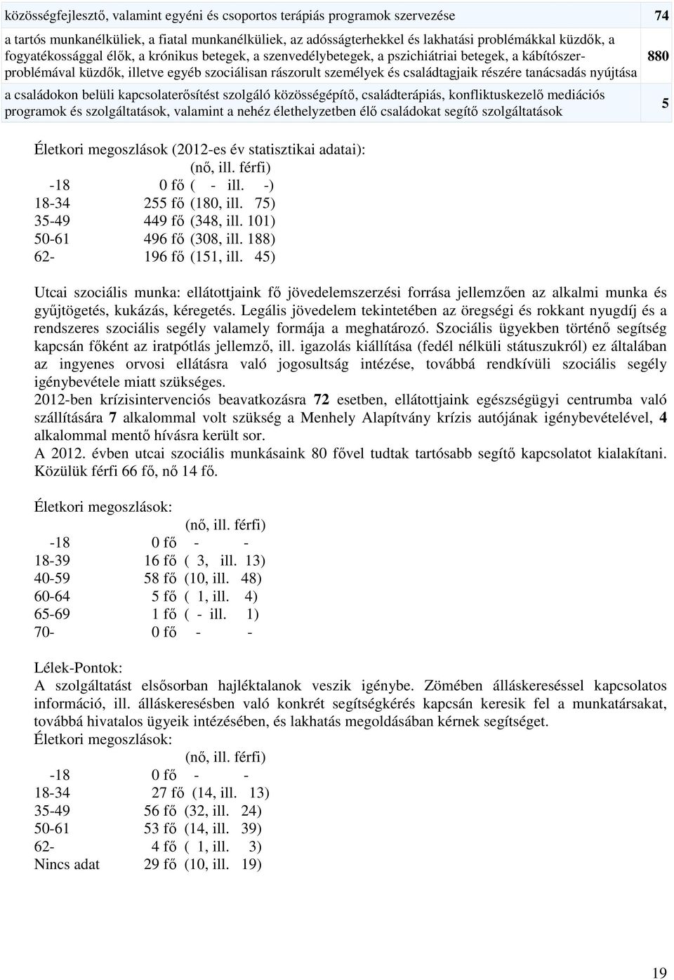 tanácsadás nyújtása a családokon belüli kapcsolaterősítést szolgáló közösségépítő, családterápiás, konfliktuskezelő mediációs programok és szolgáltatások, valamint a nehéz élethelyzetben élő