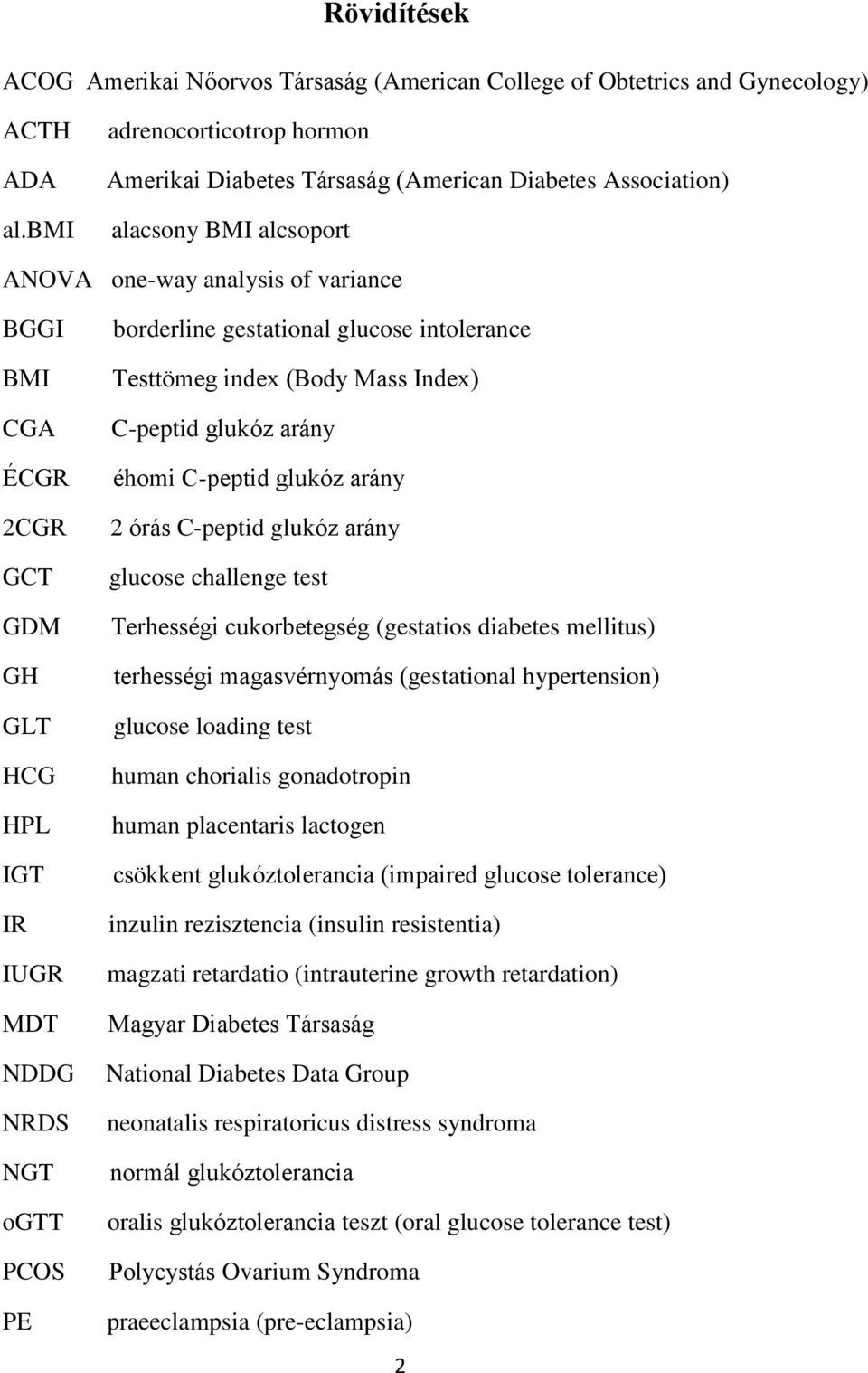 IUGR MDT NDDG NRDS NGT ogtt PCOS PE borderline gestational glucose intolerance Testtömeg index (Body Mass Index) C-peptid glukóz arány éhomi C-peptid glukóz arány 2 órás C-peptid glukóz arány glucose