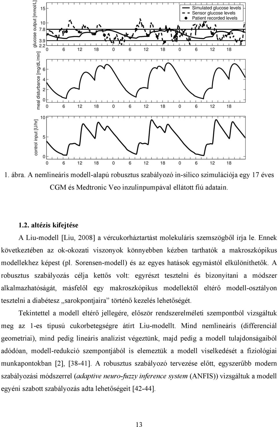 A nemlineáris modell-alapú robusztus szabályozó in-silico szimulációja egy 17 éves CGM és Medtronic Veo inzulinpumpával ellátott fiú adatain. 1.2.