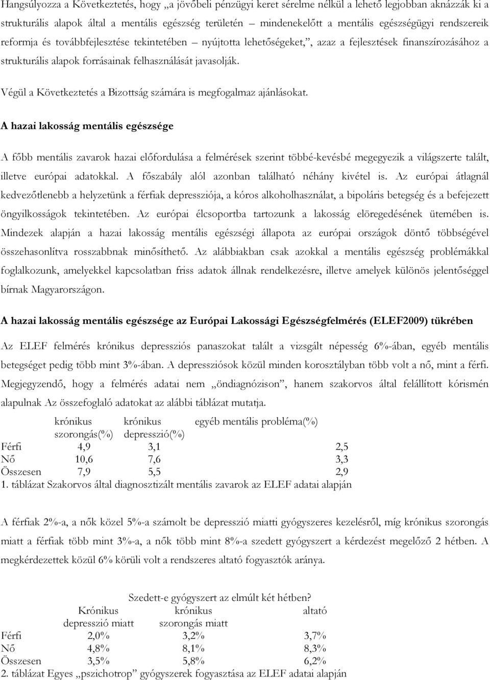 Végül a Következtetés a Bizottság számára is megfogalmaz ajánlásokat.