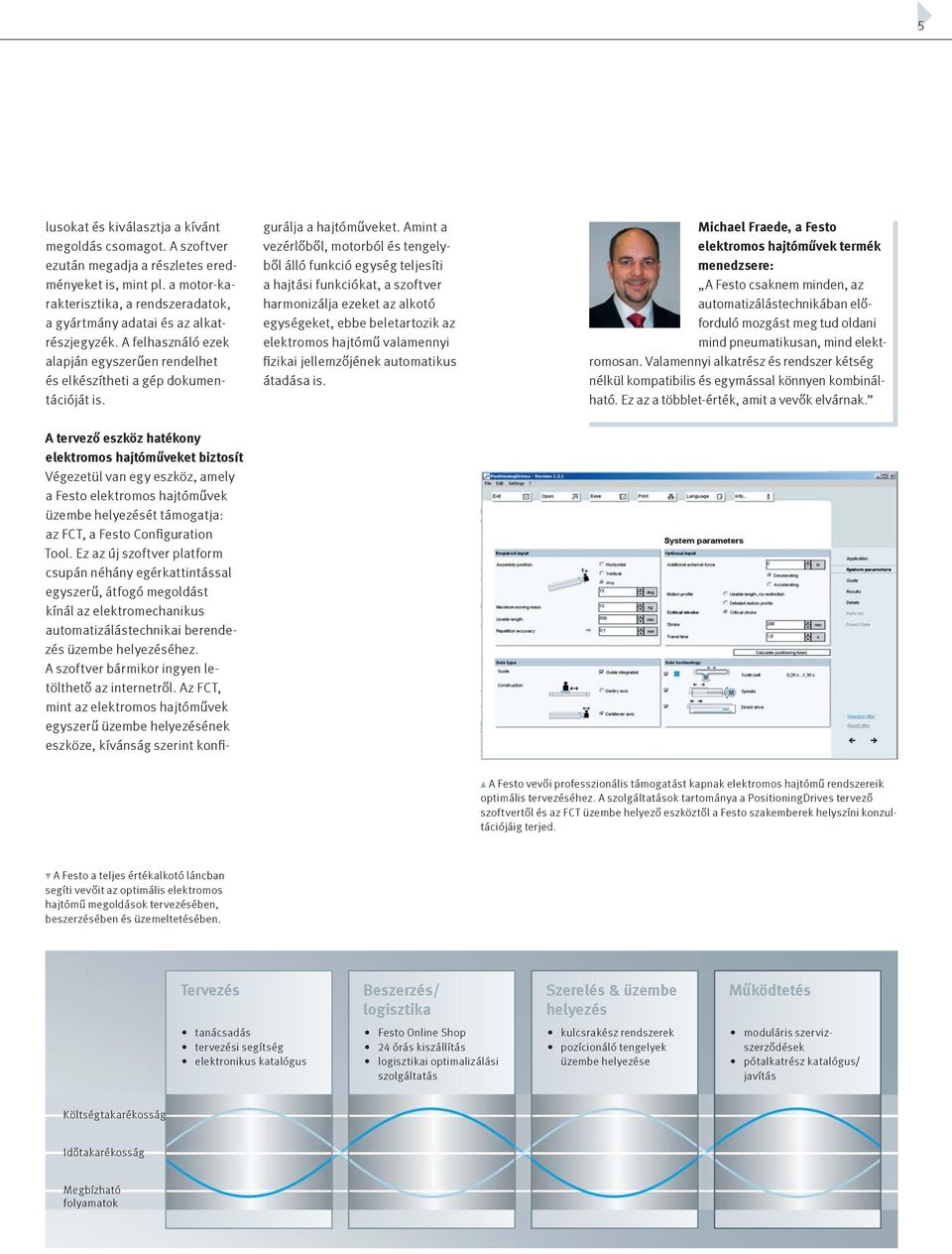 A tervező eszköz hatékony elektromos hajtóműveket biztosít Végezetül van egy eszköz, amely a Festo elektromos hajtóművek üzembe helyezését támogatja: az FCT, a Festo Configuration Tool.