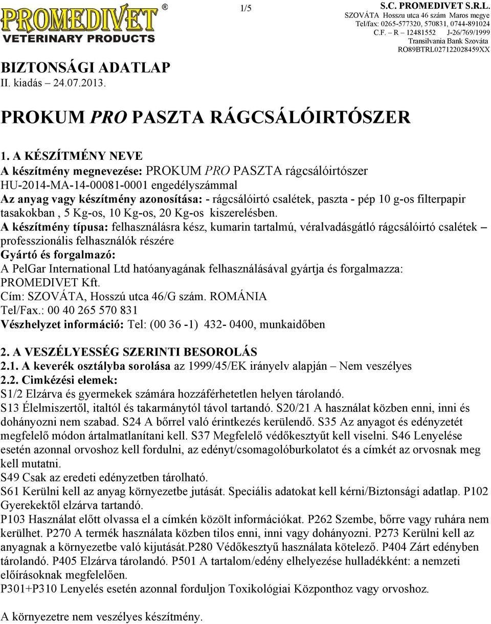 g-os filterpapir tasakokban, 5 Kg-os, 10 Kg-os, 20 Kg-os kiszerelésben.