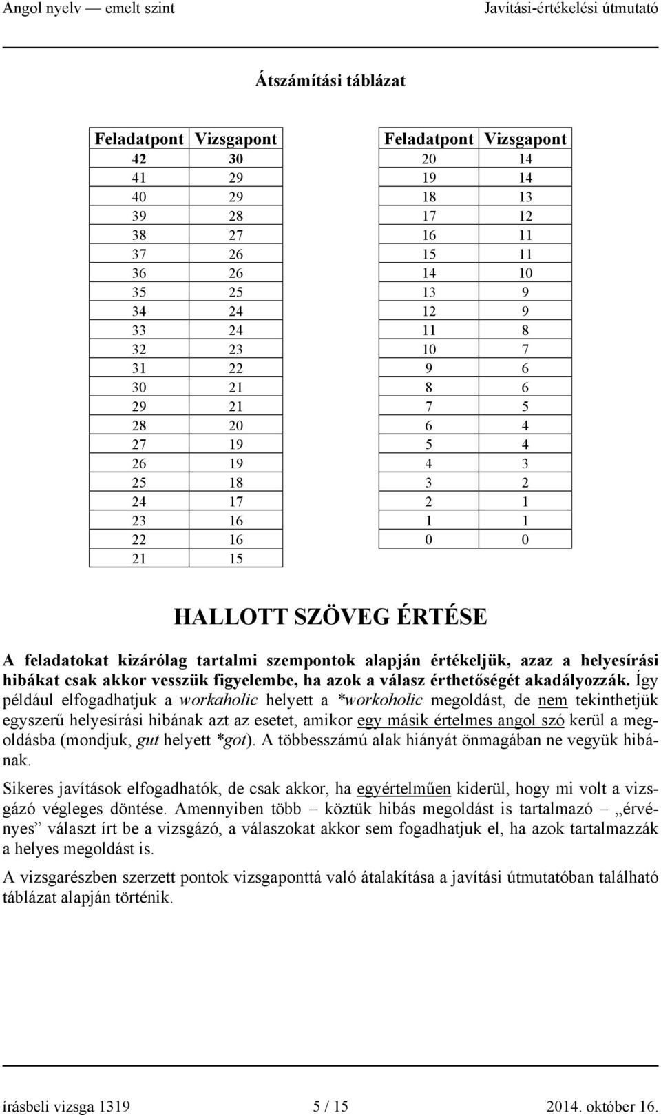 helyesírási hibákat csak akkor vesszük figyelembe, ha azok a válasz érthetőségét akadályozzák.