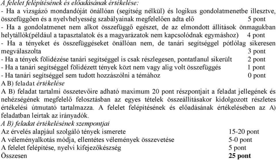 Ha a tényeket és összefüggéseket önállóan nem, de tanári segítséggel pótlólag sikeresen megválaszolta - Ha a tények fölidézése tanári segítséggel is csak részlegesen, pontatlanul sikerült - Ha a