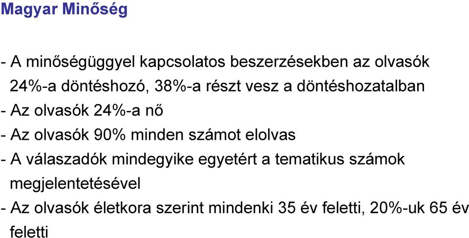 90% minden számot elolvas - A válaszadók mindegyike egyetért a tematikus számok