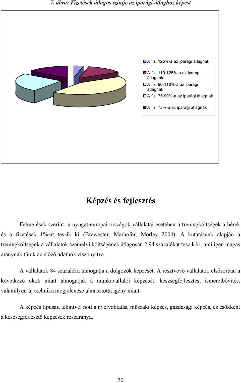 75%-a az iparági átlagnak Képzés és fejlesztés Felmérések szerint a nyugat-európai országok vállalatai esetében a tréningköltségek a bérek és a fizetések 1%-át teszik ki (Brewester, Marhofer, Morley