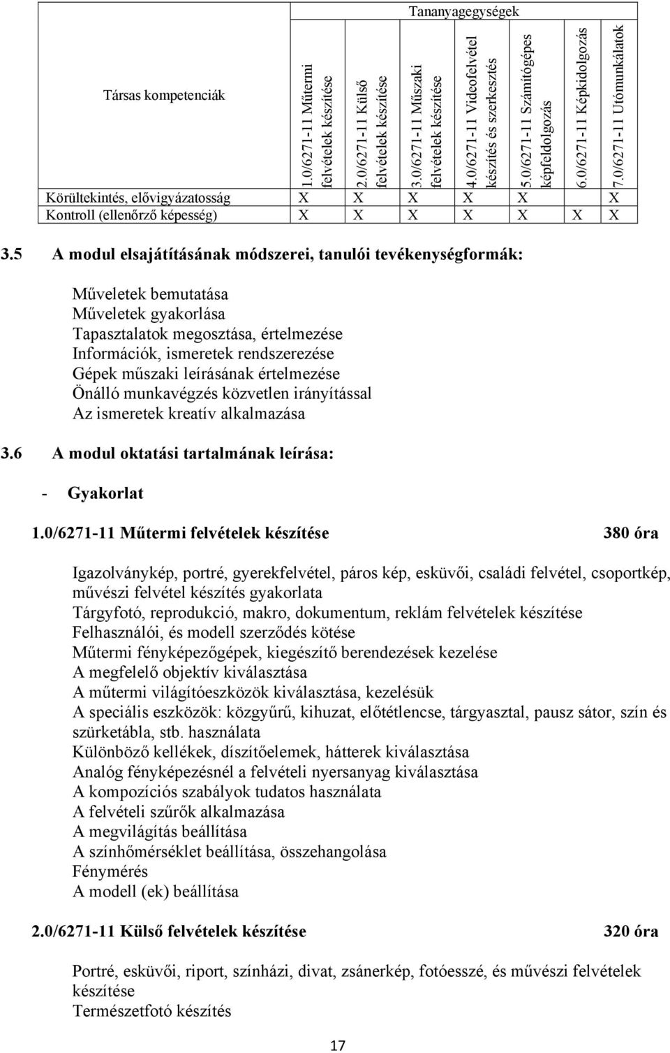 5 A modul elsajátításának módszerei, tanulói tevékenységformák: Műveletek bemutatása Műveletek gyakorlása Tapasztalatok megosztása, értelmezése Információk, ismeretek rendszerezése Gépek műszaki