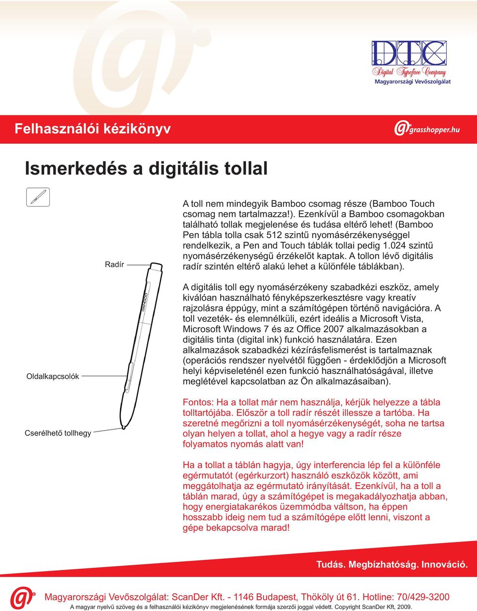 A tollon lévő digitális radír szintén eltérő alakú lehet a különféle táblákban).