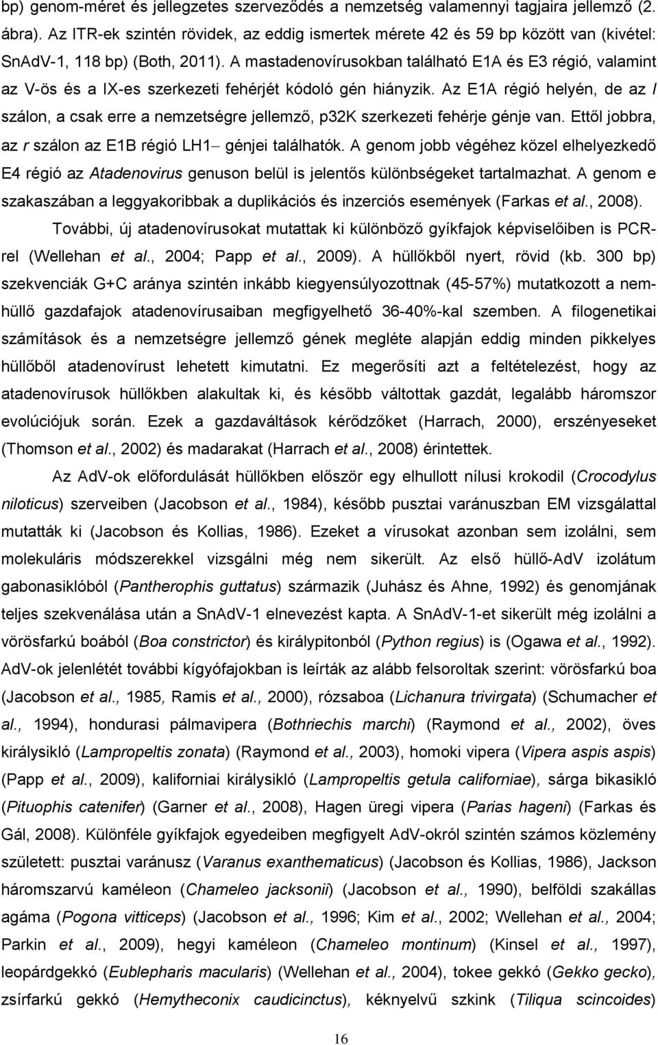 A mastadenovírusokban található E1A és E3 régió, valamint az V-ös és a IX-es szerkezeti fehérjét kódoló gén hiányzik.