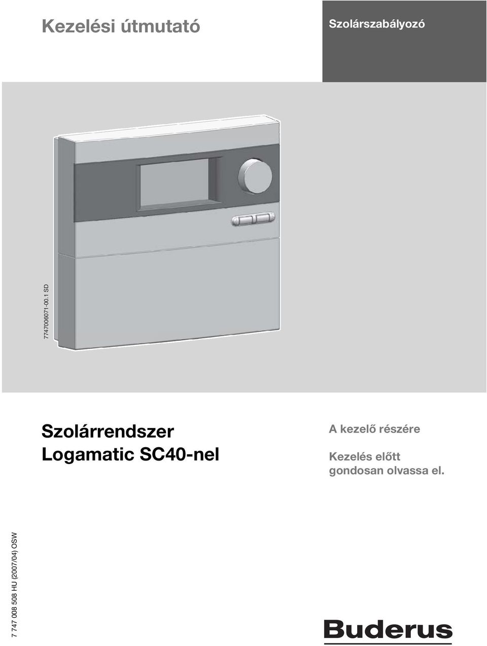 1 SD Szolárrendszer Logamatic SC40-nel A