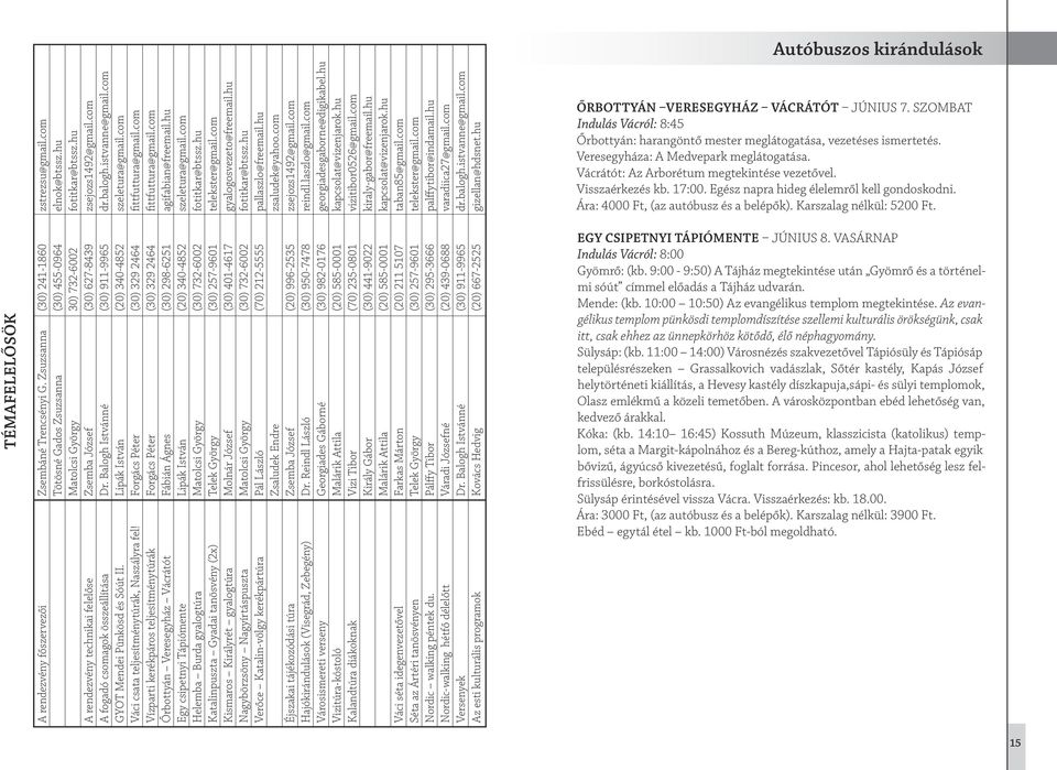 Balogh Istvánné (30) 911-9965 dr.balogh.istvanne@gmail.com GYOT Mendei Pünkösd és Sóút II. Lipák István (20) 340-4852 szeletura@gmail.com Váci csata teljesítménytúrák, Naszályra fel!