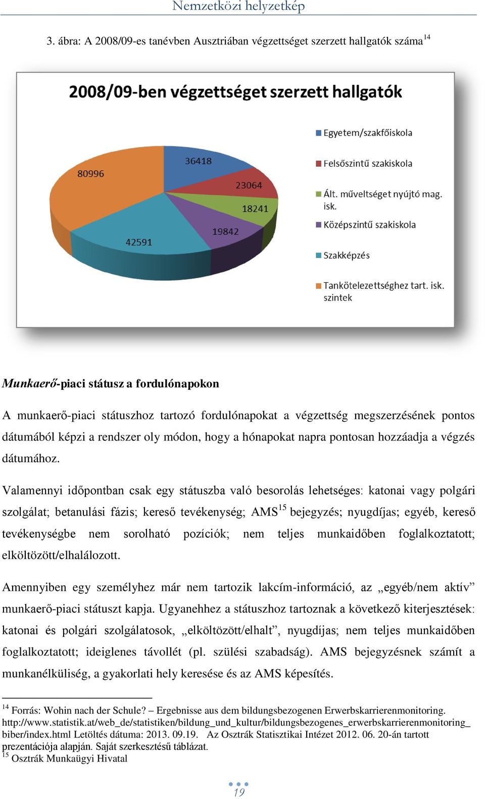 Valamennyi időpontban csak egy státuszba való besorolás lehetséges: katonai vagy polgári szolgálat; betanulási fázis; kereső tevékenység; AMS 15 bejegyzés; nyugdíjas; egyéb, kereső tevékenységbe nem