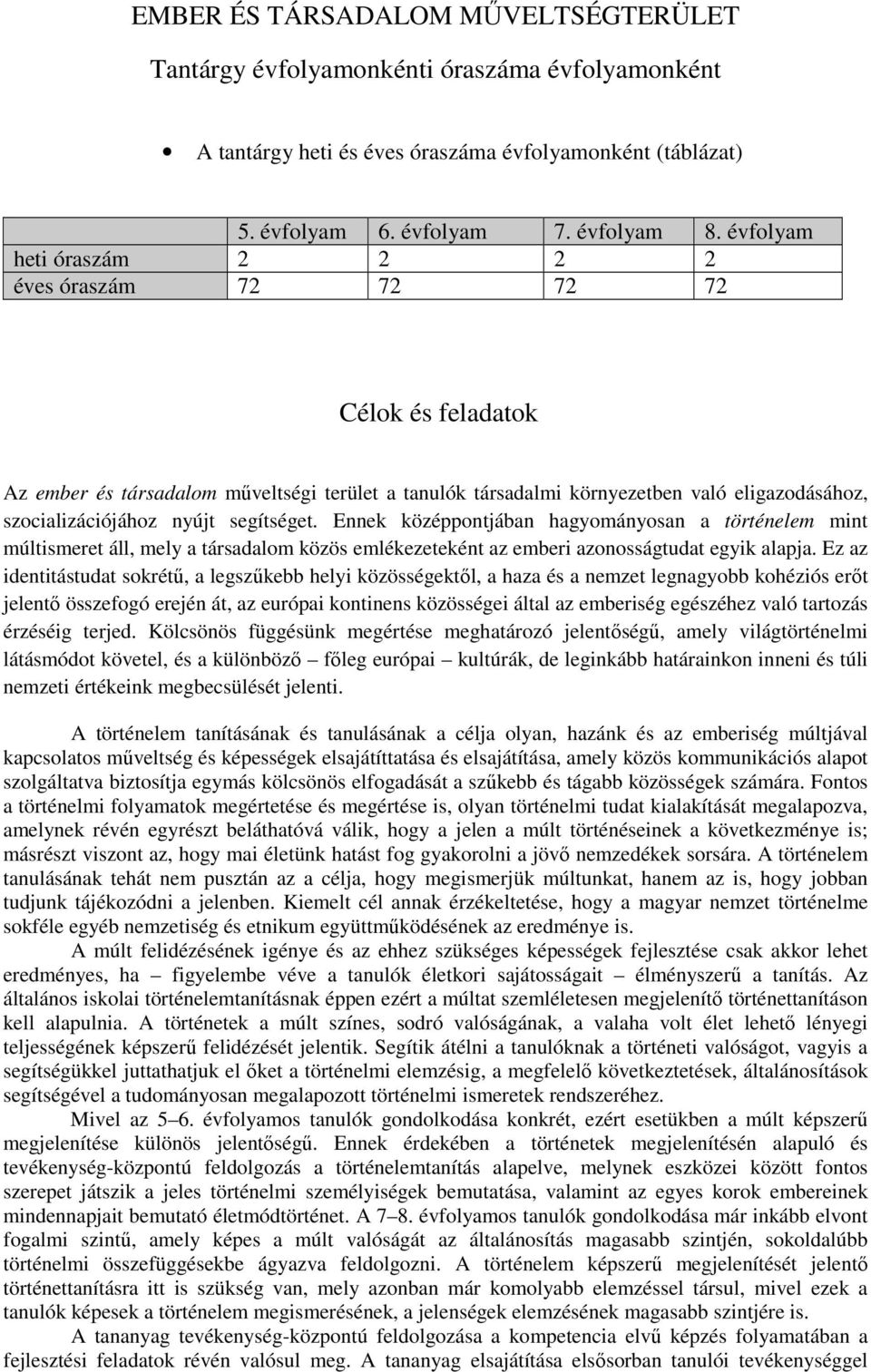 segítséget. Ennek középpontjában hagyományosan a történelem mint múltismeret áll, mely a társadalom közös emlékezeteként az emberi azonosságtudat egyik alapja.