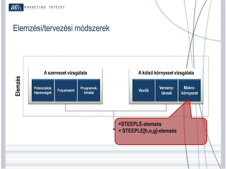 Programok, kínálat A külső környezet vizsgálata Vevők