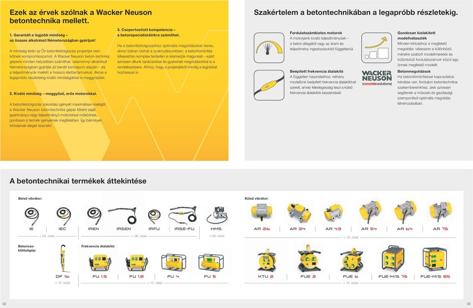 A Wacker Neuson beton-technika gépeire minden helyzetben számíthat: valamennyi alkatrészt Németországban gyártják jól bevált koncepció alapján és a teljesítményük mellett a hosszú élettartamukkal,